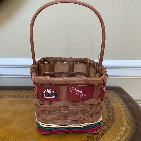 NWOT Christmas Santa HoHoHo Basket with Handle - Picture 3 of 4